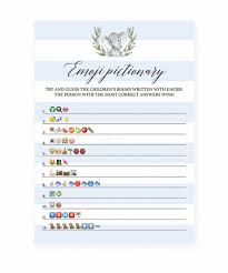Print the game cards right from your computer in a matter of minutes or have the games printed at your favorite print shop. Elephant Baby Shower Emoji Pictionary By Littlesizzle Free Printable Baby Shower Emoji Game Transparent Png Download 4053065 Vippng