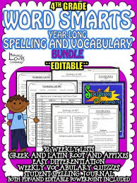 Spelling And Vocabulary 4th Grade Year Long Resource Teaching Spelling Teaching Spelling Rules Vocabulary