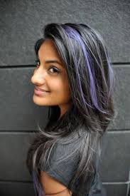 Ready to add some color to your hair? Picture Of Long Black Hair With Purple Peekaboo Highlights That Make A Colorful Statement