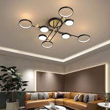 The kichler krasi 42479wmz flush mount light is a contemporary fixture with unique character. Nordic Style Semi Flush Mount Lighting Black Ceiling Light Fixture Led Ring 6 Light Black Ceiling Lighting Modern Ceiling Light Ceiling Lights Living Room