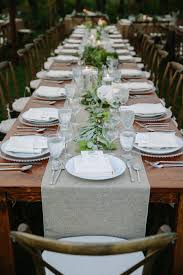 Simple Wedding Reception Decor Idea Long Rectangle Tables With Gray Ta Simple Wedding Table Centerpieces Wedding Table Centerpieces Diy Dinner Table Setting