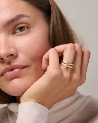 Effortlessly chic ✨ The Ariel ring features an enamel sphere with a  handcrafted, wavy finish. Available in gold-plated, petrol green, and  sparkling, these rings are perfect for mixing and matching!🌙