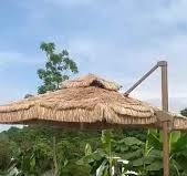Beach Patio Poolside Tropical Sunshade Thatched Umbrella Rust-Resistant  Cantilever Outdoor Lounge Area Side Pole Umbrella