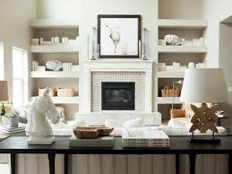 Bookshelves Fill Nooks On Either Side Of Fireplace Design Ideas
