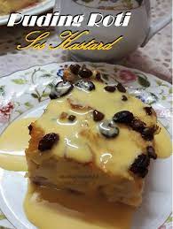 Taburi dengan keju parut, kismis, dan irisan kacang almond. Dari Dapur Madihaa Puding Roti Sos Kastard