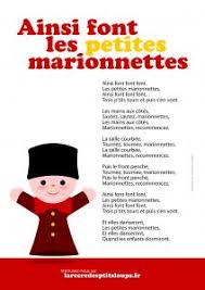 Ainsi Font Les Petites Marionnettes Paroles Comptines Comptine Maternelle Comptine Creche