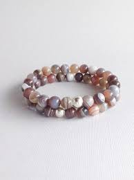 Botswana Agate Bracelet Women S Men S Gray Brown Agate Jewelry Agate Jewelry White Beads Bracelet Agate Bracelet