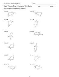 A right triangle is a triangle in which one angle is a right angle. Right Triangle Trigonometry Evaluating Trigonometric Ratios Worksheet For 10th 12th Grade Lesson Planet