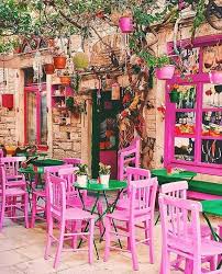 Love These Colourful Outdoor Cafe Eatery Spot Outdoor Cafe Colorful Cafe Cafe Decor