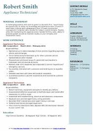 appliance technician resume samples