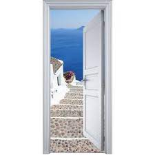 sticker porte trompe l oeil l escalier sur la mer 90x200cm stickers muraux deco trompe l oeil deco stickers tromperie