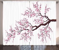 Check spelling or type a new query. Japanese Curtains 2 Panels Set Branch Of A Flourishing Sakura Tree Flowers Cherry Blossoms Spring Theme Art Window Drapes For Living Room Bedroom 108w X 108l Inches Pink Dark Brown By Ambesonne