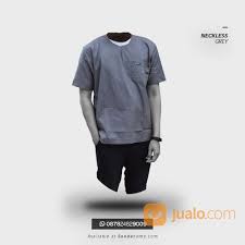 Untuk tahu lebih tentang kaos gildan lengan panjang. Baju Koko Cowok Abu Lengan Pendek Tanpa Kerah Kemeja Kemko Santai Adem Bandung Jualo