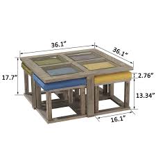 Amazon Com O K Furniture Square Coffee Table With 4 Nesting Stools Cocktail Height Coffee Table With Tempered Glas Coffee Table Furniture Coffee Table Square