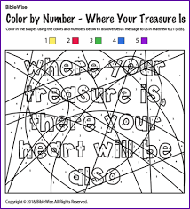 In the end, printable coloring pages are available from free coloring pages website getcolorings.com. Color By Number Where Your Treasure Is Sermon On The Mount Kids Korner Biblewise