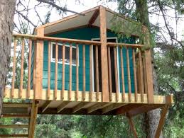Like the fort above from treehouse guides, many a tree house incorporates a sturdy railing into the design. Zelkova Treehouse Plans To Build In Two Trees Or Free Etsy