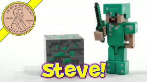 Minecraft steve with netherite armor toy. Minecraft Steve With Diamond Armor Series 2 Jazzwares Youtube