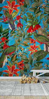 Tropical birds and flowers wallpaper. Tropical Birds In Flower Jungle Wallpaper Jungle Wallpaper Trendy Wallpaper Pattern Vintage Wallpaper