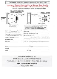 2 Piece Driveshaft Measure Diagrams