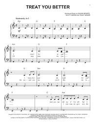 Shawn Mendes Treat You Better Sheet Music And Printable Pdf Music Notes Sheet Music Notes Sheet Music With Letters Sheet Music