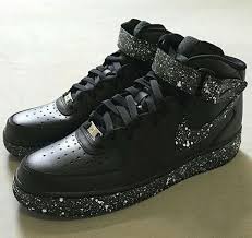 Custom Black And White Air Forces New Custom Nike White Speckled Black Air Force 1 Mid Nike Shoes Women Sneaker Boots Fresh Shoes