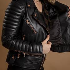 Black And Gold Jacket Womens Gasoline Rose Gold Edition In 2020 Leather Jackets Women Real Leather Jacket Leather Coat Jacket