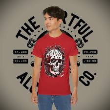 Industrial Rebel Designer T-shirt Unisex Gearhead Skull & Safety Pins Tee  Punk Rock-inspired