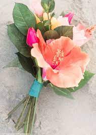 Silk Flowers Hibiscus Spray In Orange Coral 26 Tall Hibiscus Wedding Tropical Wedding Bouquets Wedding Floral Centerpieces