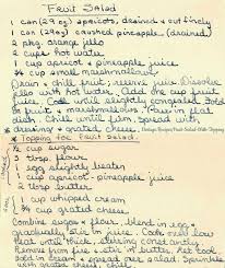 Fruit Salad With Topping A Vintage Handwritten Recipe Card For An Apricot And Pineapple Fruit Salad Topped With A Dres Handwritten Vintage Recipes In 2019