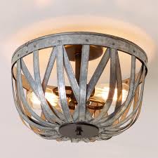 Galvanized Straps Basket Ceiling Light Small Farmhouse Ceiling Light Ceiling Lights Rustic Light Fixtures