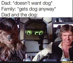 Dad Doesn T Want Dog Family Gets Dog Anyway Dad And The Doo Funny Star Wars Memes Star Wars Humor Star Wars Memes