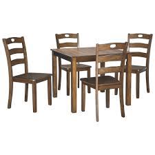 Material coated in a warm finish, this counter height dining set proves to be small in scale, yet big on style. Hazelteen Square Dining Room Set Table And 4 Chairs Medium Brown Today