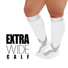 4xl Mojo Compression Socks For Large Ankles And Full Calfs Plus Sized White 20 30mmhg
