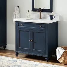 Signature Hardware Keller Marble 37 Single Bathroom Vanity Set Blue Bathroom Vanity Small Bathroom Vanities Navy Blue Bathrooms