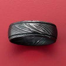 Handsomely Forged Damascus Steel Wedding Band With Bronze Etsy Steel Wedding Bands Damascus Steel Wedding Band Mens Wedding Bands