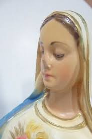 VINTAGE RELIGIOUS PLASTER STATUE MARY CHURCH ICON