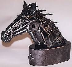 Sugarpost offers custom metal art signs and architectural metal works including monters, machines, nature, office and assorted art made in usa from worldwide junk. Small Horse Bust Welded Recycled Metal Pierre Riche Metal Horse Sculptures Scrap Metal Art Steampunk Boots