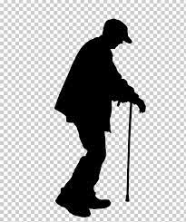 Old Age Silhouette Illustration Png Angle Black And White Crutches Elderly Gentleman Silhouette Illustration Silhouette Illustration