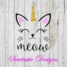 Download Art Collectibles Clip Art Vinyl Cutting Floral Kitten Great For Birthday Party Shirt Design Cat Lover Iron On Silhouette Cat Unicorn Svg Cut File For Cricut