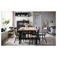 5 pcs dining table set, modern bar table set with 4 chairs, home kitchen breakfast table and chairs set ideal for pub, living room, breakfast nook, easy to assemble (rustic brown) 3.4 out of 5 stars. Skogsta Norraryd Table And 6 Chairs Acacia Black Ikea