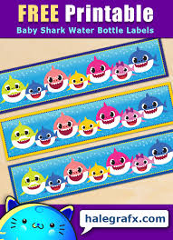 There are all kinds of free banners, signs, favor boxes, water bottle labels, and tags that will help you have the party looking great. Free Printable Baby Shark Themed Water Bottle Labels