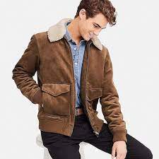 Men Faux Suede Ribbed Bomber Jacket Winter Pullover Outfits Borg Jacket Celebrity Style Men