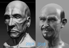 hello guys :) last time I found my very old sculpt from early beginings of  learning 3d,so I decided to make some comparition with my last human head  sculpt from this year :)