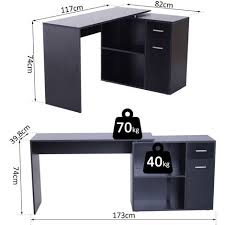New design that fits perfectly into your home or proffesional studio! Homcom 360 Rotating Corner Desk L Shaped Table Storage Shelf Cabinet Drawer Combo Black