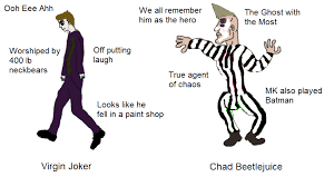 Lydia rolled her eyes at him. Virgin Joker Vs Chad Beetlejuice Virginvschad