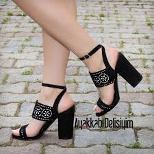 Monako Suet Siyah Kalin Topuklu Sandalet In 2020 Sandals Heels Thick Heels Heels