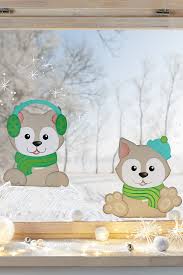 Fensterbild weihnachten schneelandschaft weiß aufkleber. Quot Winter Wolves Quot Dingmacher Fensterbilder Weihnachten Basteln Basteln Winter Fensterbilder Fensterdeko Weihnachten Basteln
