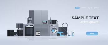 Set Different Home Appliances Kit Electric House Equipment Collection Flat Horizontal Copy Space In 2020 Electric House Modern Washing Machines Iot Smart Home