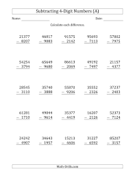 The 5 Digit Minus 4 Digit Subtraction A Math Worksheet From The Subtraction Worksheets Page At Math Worksheets Math Fact Worksheets Math Practice Worksheets
