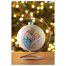 Christmas nativity felt christmas christmas pictures christmas holidays christmas crafts christmas decorations christmas ornaments new this year, a ribbon on the baby jesus ornament to making decorating the christmas tree a breeze. Christmas Ball Blown Glass Mary And Baby Jesus White Decor Online Sales On Holyart Com